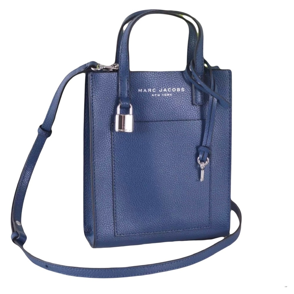 🦋New Marc Jacobs Pebbled Leather Micro Mini Grind Tote Crossbody in Azure Blue🦋 - Picture 2 of 10